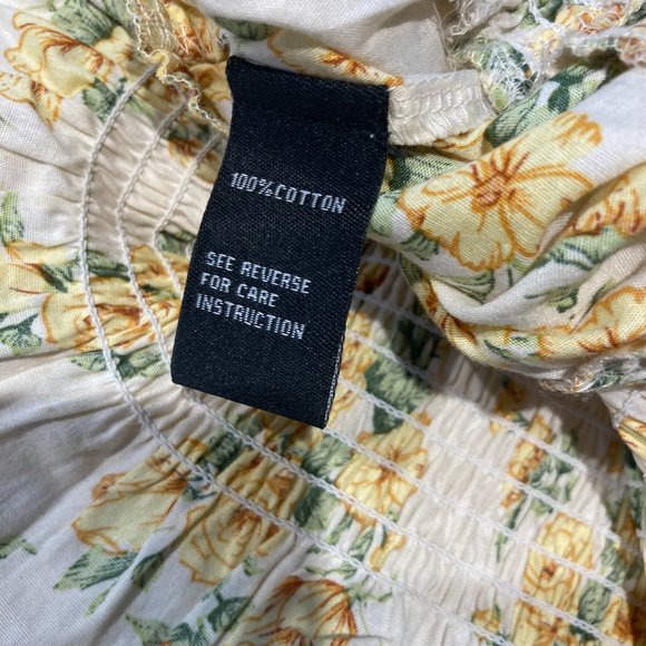 Cliche's Yellow Rose Short Puff Sleeve Blouse IN 100% Cotton Sice Small - Picture 4 of 6